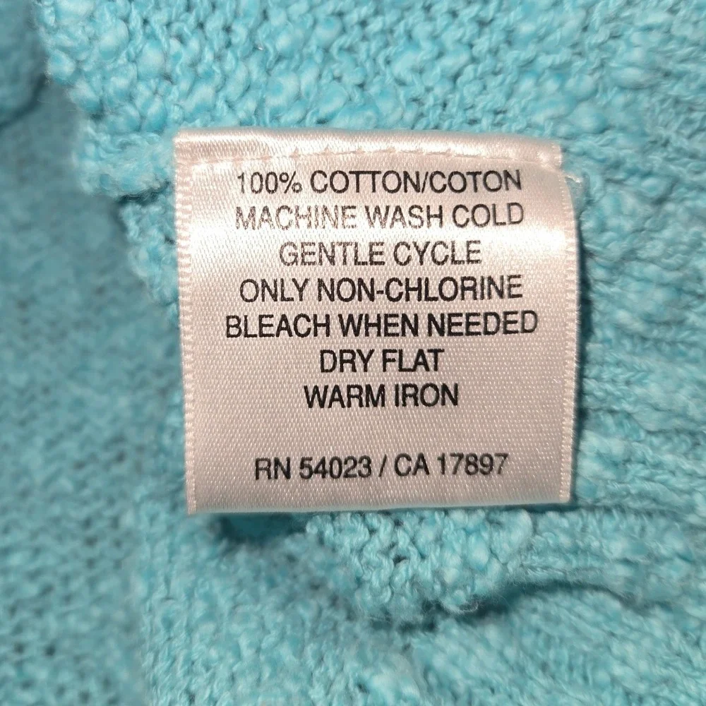 Vintage Y2K Old Navy‎ Aqua Chunky Knit Wide V Neck Sweater Cotton Women M Bella
